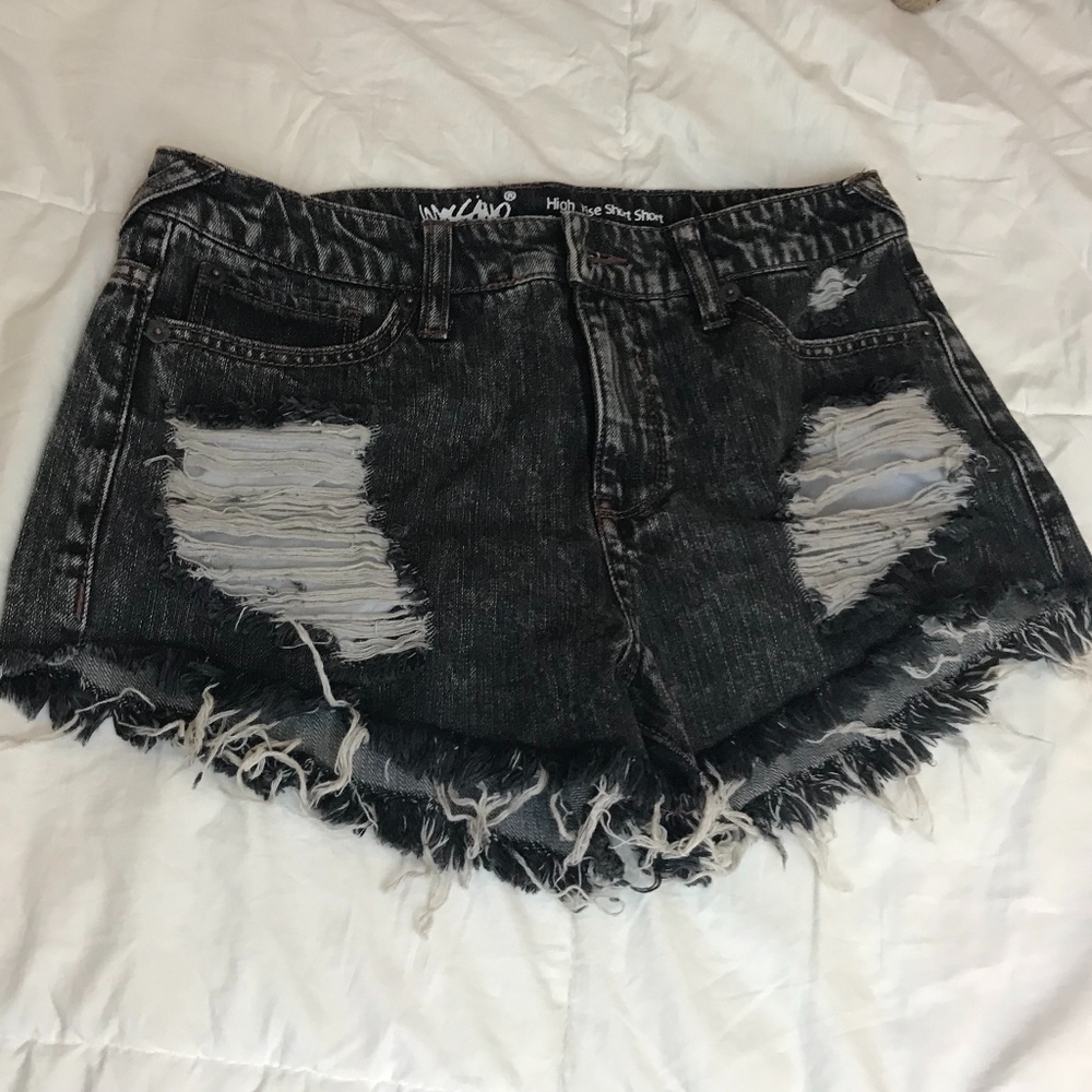 Distressed Acid Wash Denim Shorts
